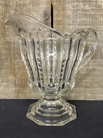 C. 1900 Northwood Style Clear Glass Water Pitcher 6"X9"X9"