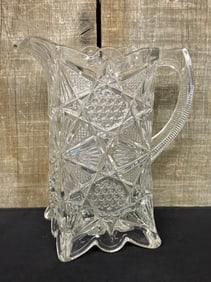 EAPG Pressed Glass Square Star Antique Water Pitcher 5"X7"X9"