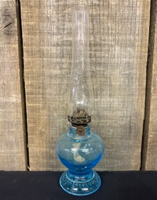 Antique Petite Blue Oil Lamp - PA Mfg. Co. 3"X3"X9"