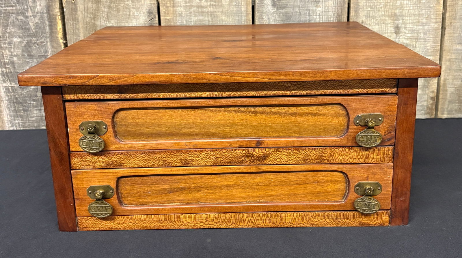 Antique Walnut Two Drawer ONT Spool Cabinet 18"X20"X9" (1 of 9)