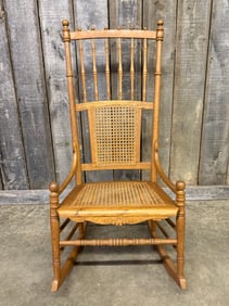 Bentwood Spindle Back Woven Bottom Rocking Chair 22"X35"X45"
