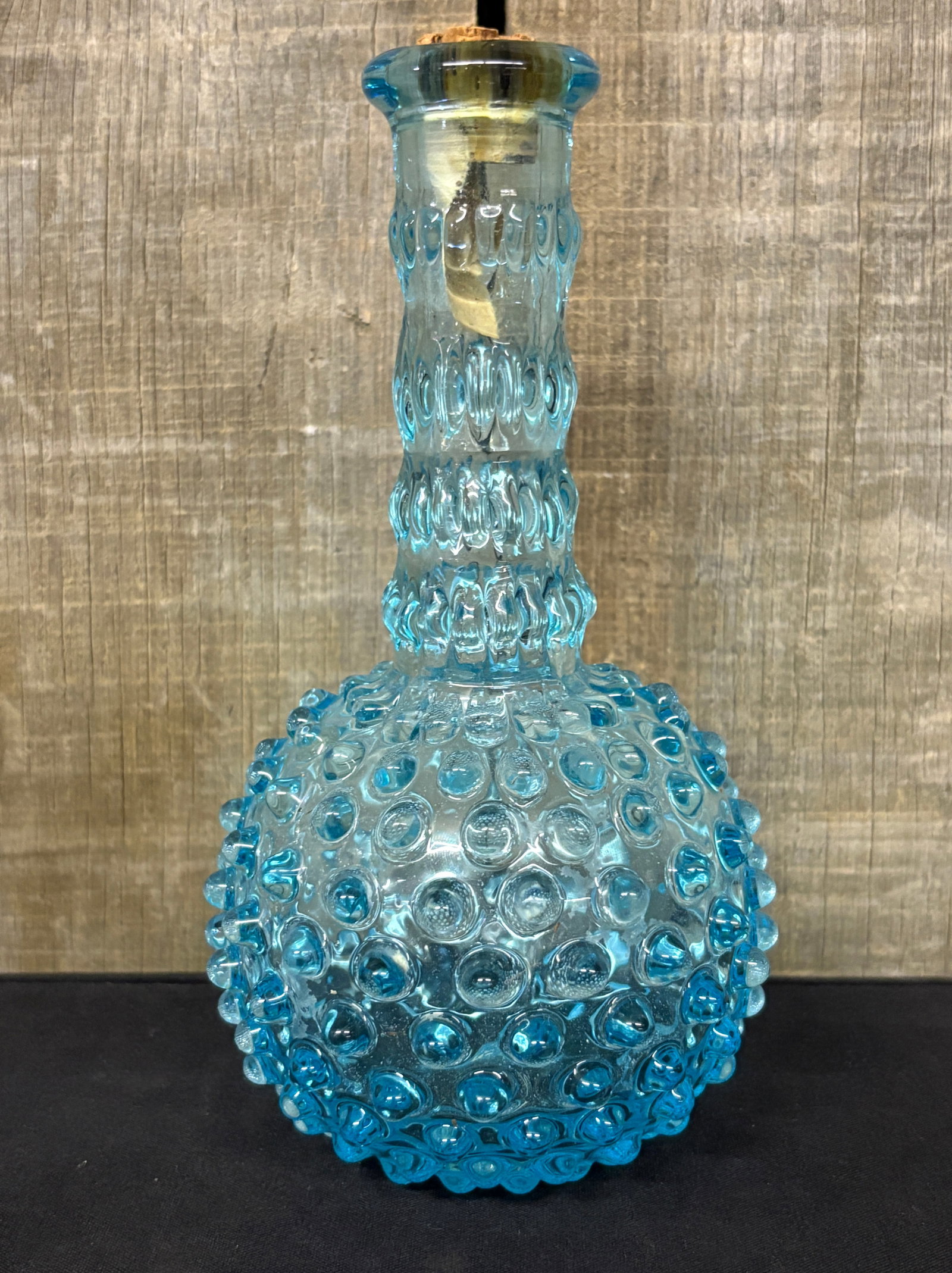 Blue Opalescent Hobnail Cologne - Perfume Bottle 4"X8": Blue Opalescent Hobnail Cologne - Perfume Bottle 4"X8"