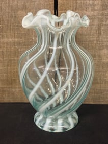 Vintage Fenton Blue Swirl - Spiral Optic Vase 4"X4"X7"
