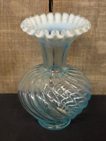 Rare Fenton Glass Vase Opalescent Glass 4"X4"X6"