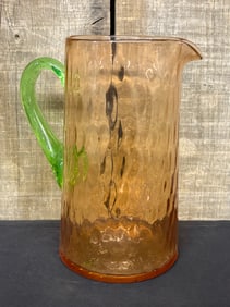 Early Handmade Blown Glass Pitcher 5"X7"X9"
