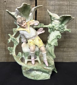 Antique German Made Bisque Porcelain Figural Vase 5"X7"X9"