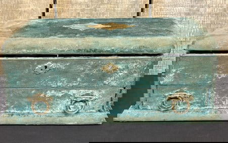 Antique Light Blue Velvet Victorian Traveling Dressing Vanity Set 8"X14"X6"