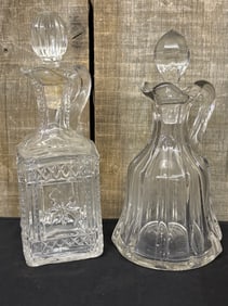 Antique Glass Decanters 5"X5"X9"