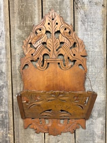 Victorian Walnut Wall Hanging Magazine - Mail Rack "Welcome" 7"X16"X31"