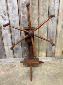 Antique Primitive Wooden Wool Yarn Winder Reel Weasel Wheel 21"X29"X46"