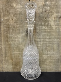 Pressed Glass Bottle Decanter in Diamond Design 4"X4"X16"