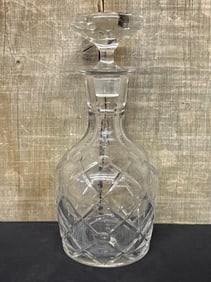 Cut Glass Style Whiskey Decanter 4"X4"X11"