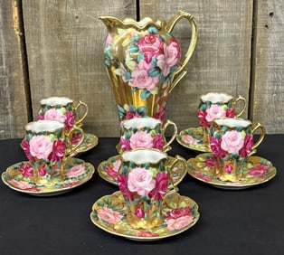 Stunning Hand Painted Nippon Tea/ Chocolate Service Set 5"X7"X9"