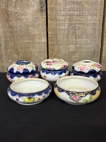 Antique Hand Painted Dresser Or Vanity Boxes 4"X4"X3"