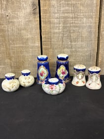Lot Of Antique Hand Painted Salt - Pepper Shakers 2"X4"