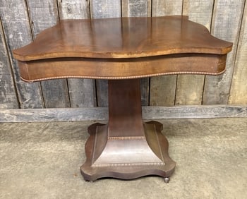 Antique Mahogany Empire Style Pedestal Game Table 32"X32"X30"