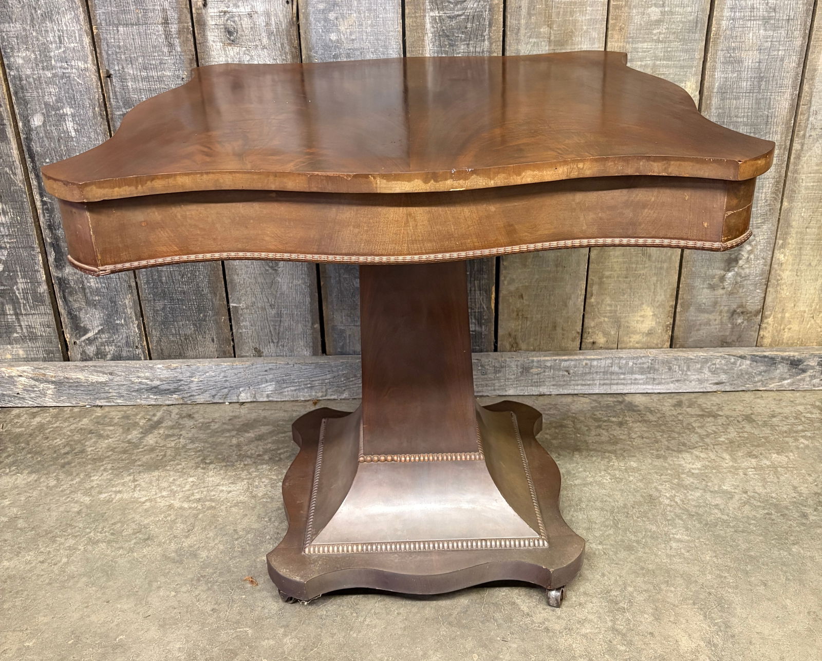 Antique Mahogany Empire Style Pedestal Game Table 32"X32"X30" (1 of 7)