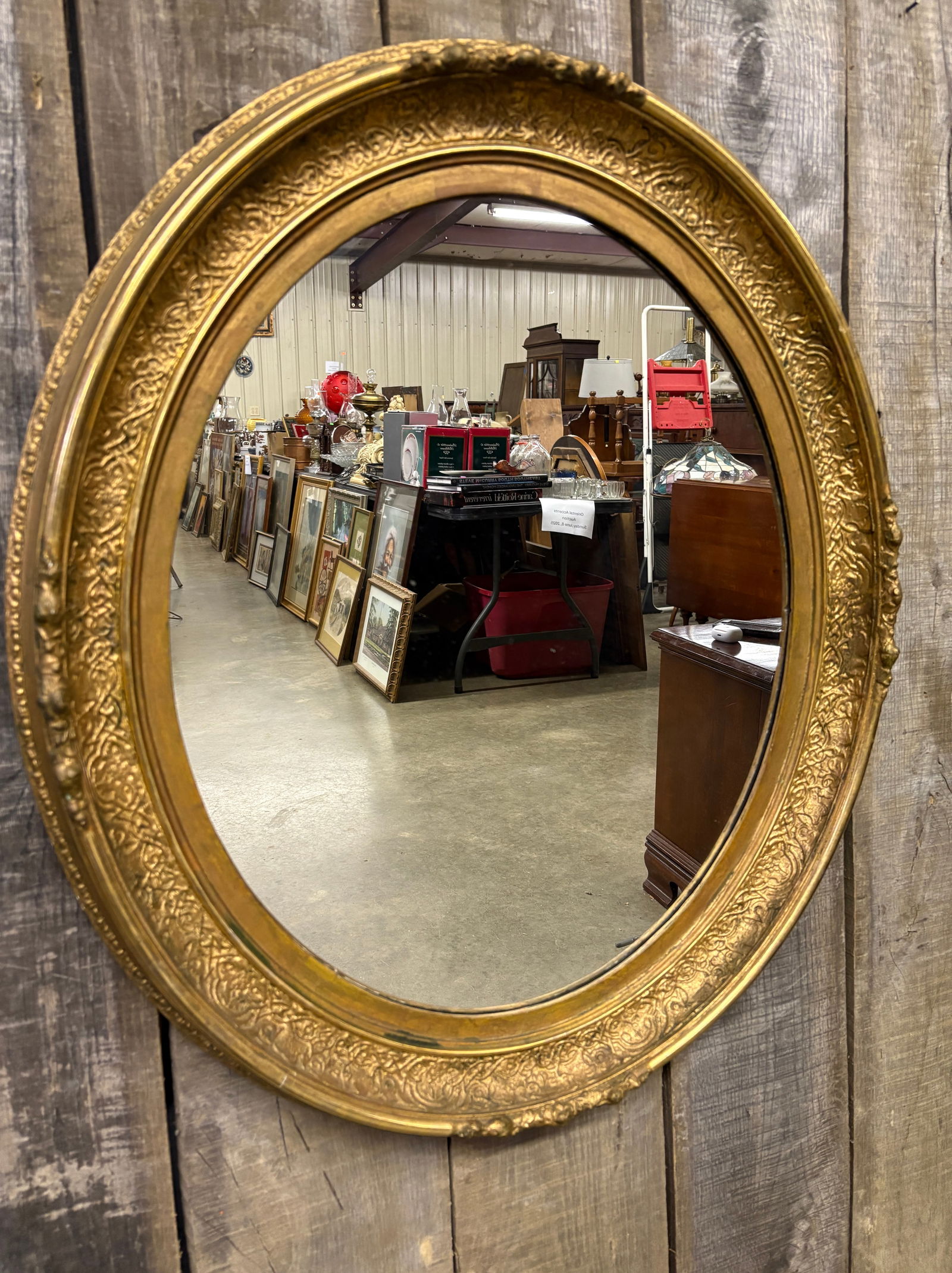 Antique Oval Gold Framed Mirror 25"X31" (1 of 6)