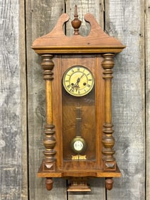 Early Vienna Regulator Wall Clock 9"X14"X34"