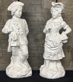 Pair Of Vintage Figurines - Boy And Girl 4"X5"X15"