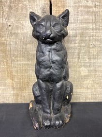 Antique Cast Iron Black Cat Doorstop 4"X4"X10"