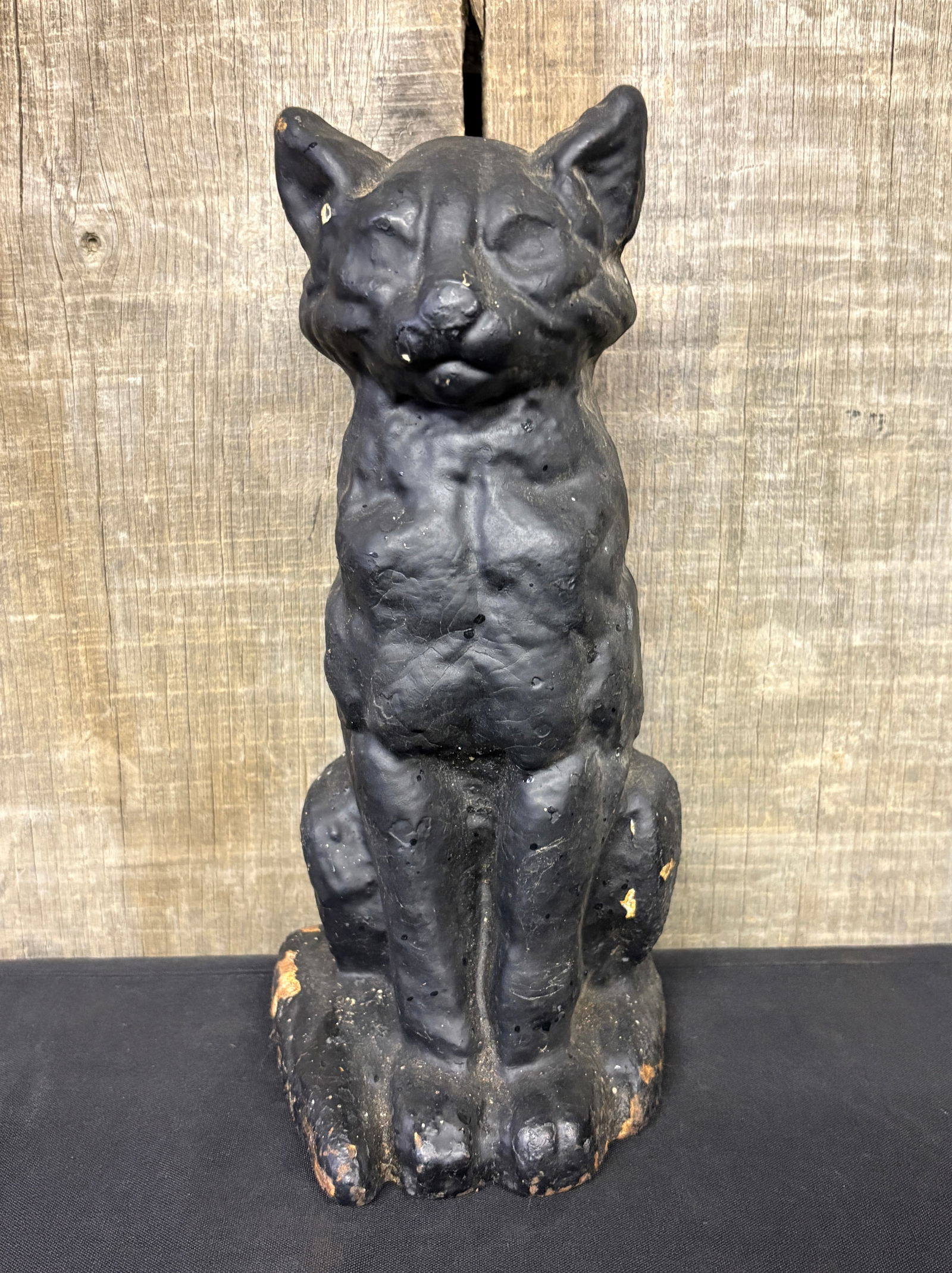 Antique Cast Iron Black Cat Doorstop 4"X4"X10" (1 of 5)