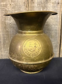 Antique Brass All Famous Havana 5 Cent Cigars Spittoon 8"X8"X10"