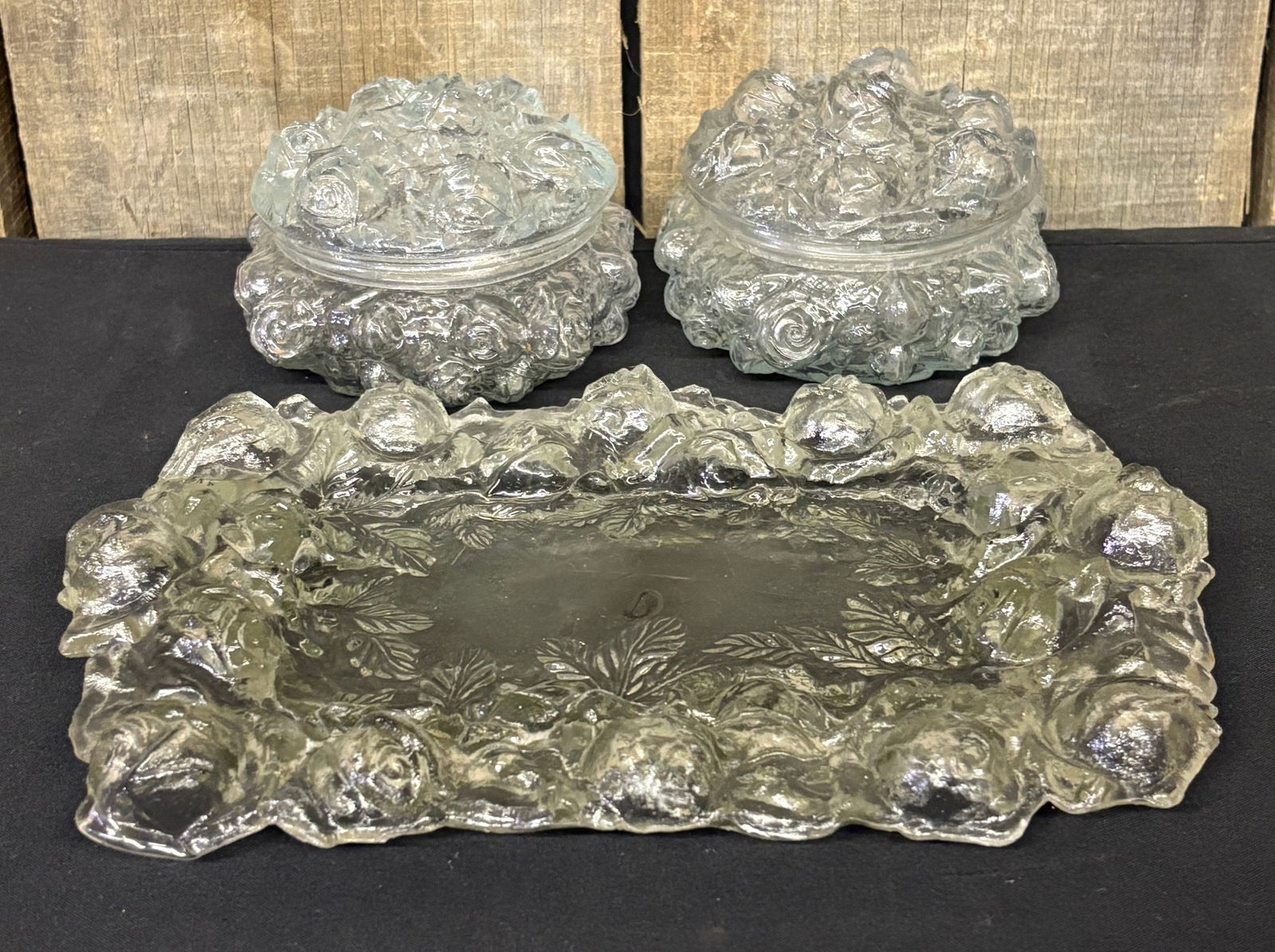 Early Textured Goofus Glass Tray - Dresser Jars 7"X9" (1 of 5)