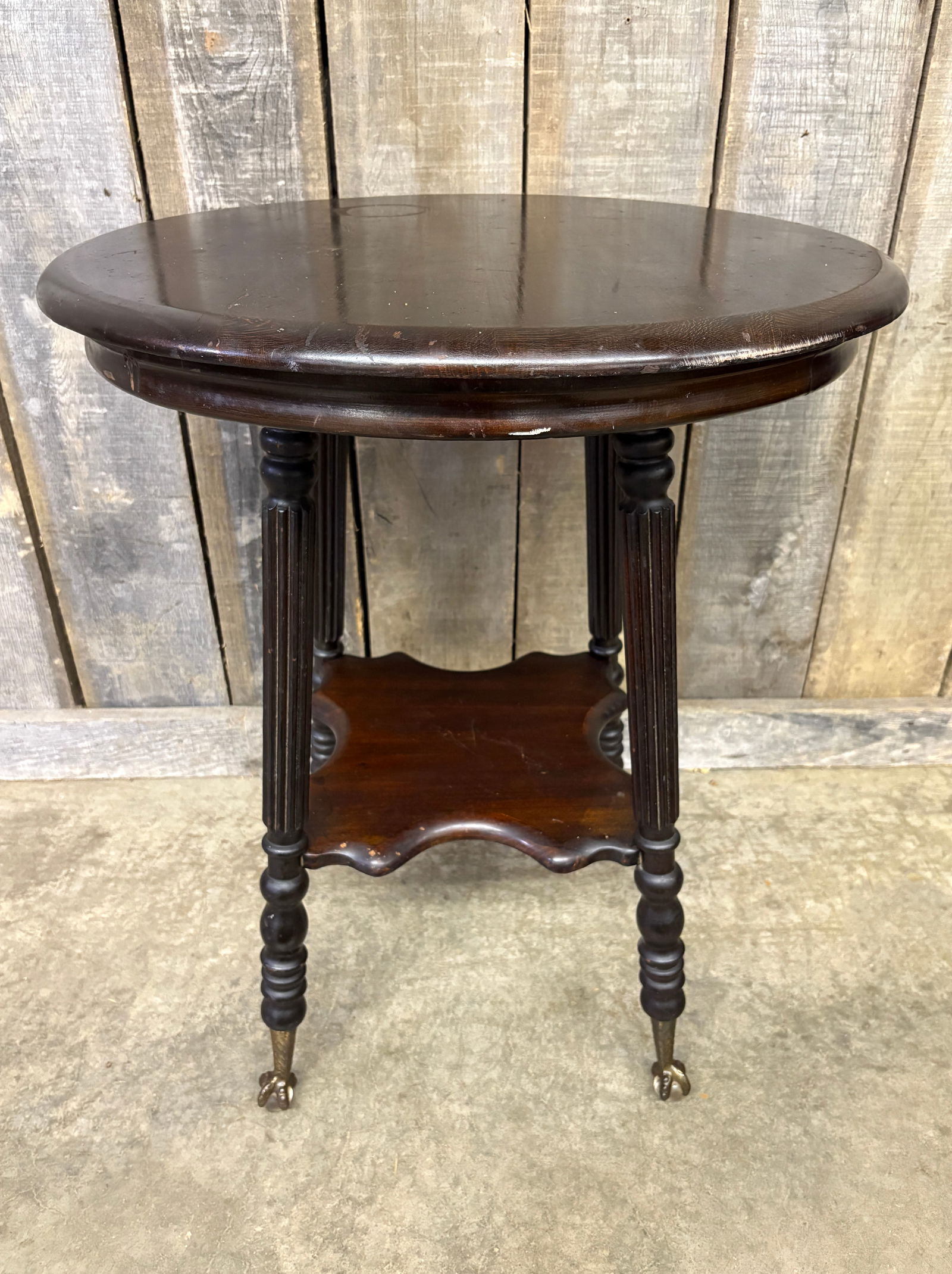 Antique Victorian Style Side Table With Brass Ball And Claw Feet 23"X23"X30" (1 of 7)