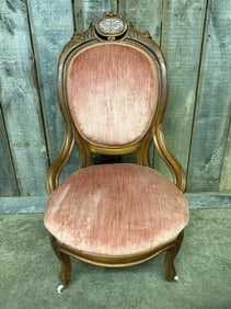 Victorian Carved Walnut Parlor Chair 22"X26"X41"