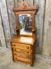 Eastlake Victorian Children's Dresser With Mirror 13"X19"X48"