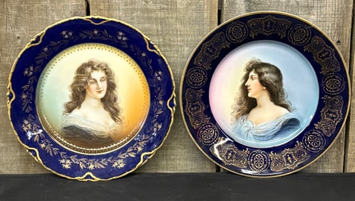 Two Antique Rosenthal Versailles Porcelain Portrait Plates , German 10"X10"X1"