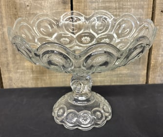 Moon and Star Pattern Glass CLEAR Adams 1880's Pedestal Compote 10"X10"X8"