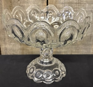 Moon and Star Pattern Glass CLEAR Adams 1880's Pedestal Compote 9"X9"X8"