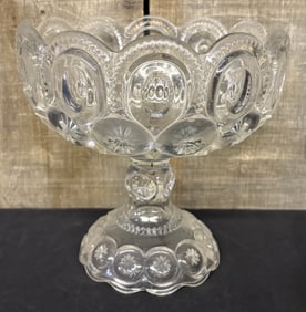 Moon and Star Pattern Glass CLEAR Adams 1880's Compote Bowl 8"X8"X8"