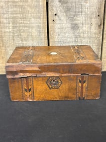 Antique 19th Century Victorian Handmade Inlay Lap Desk Box 7"X10"X4.5"