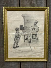 Gilt Framed "Look Pleasant, Please" Cream of Wheat Co. Print, 1914 13"X16"