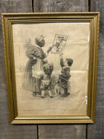 Gilt Framed "Mammy's Beau" Cream of Wheat Co. Print, 1920 13"X16"