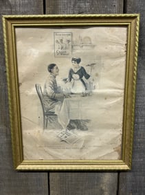 Gilt Framed "None But The Brave Deserve The Fare" Cream of Wheat Co. Print, 1918 13"X16"