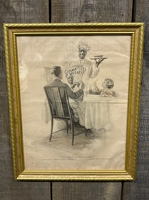 Gilt Framed "The Great American Daily" Cream of Wheat Co. Print, 1920 13"X16"