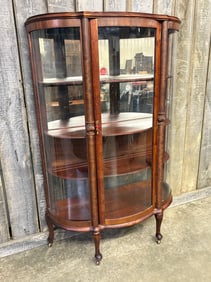 Early 1900s Tall Oak Curio China Display Cabinet Cupboard 17"X41"X64"