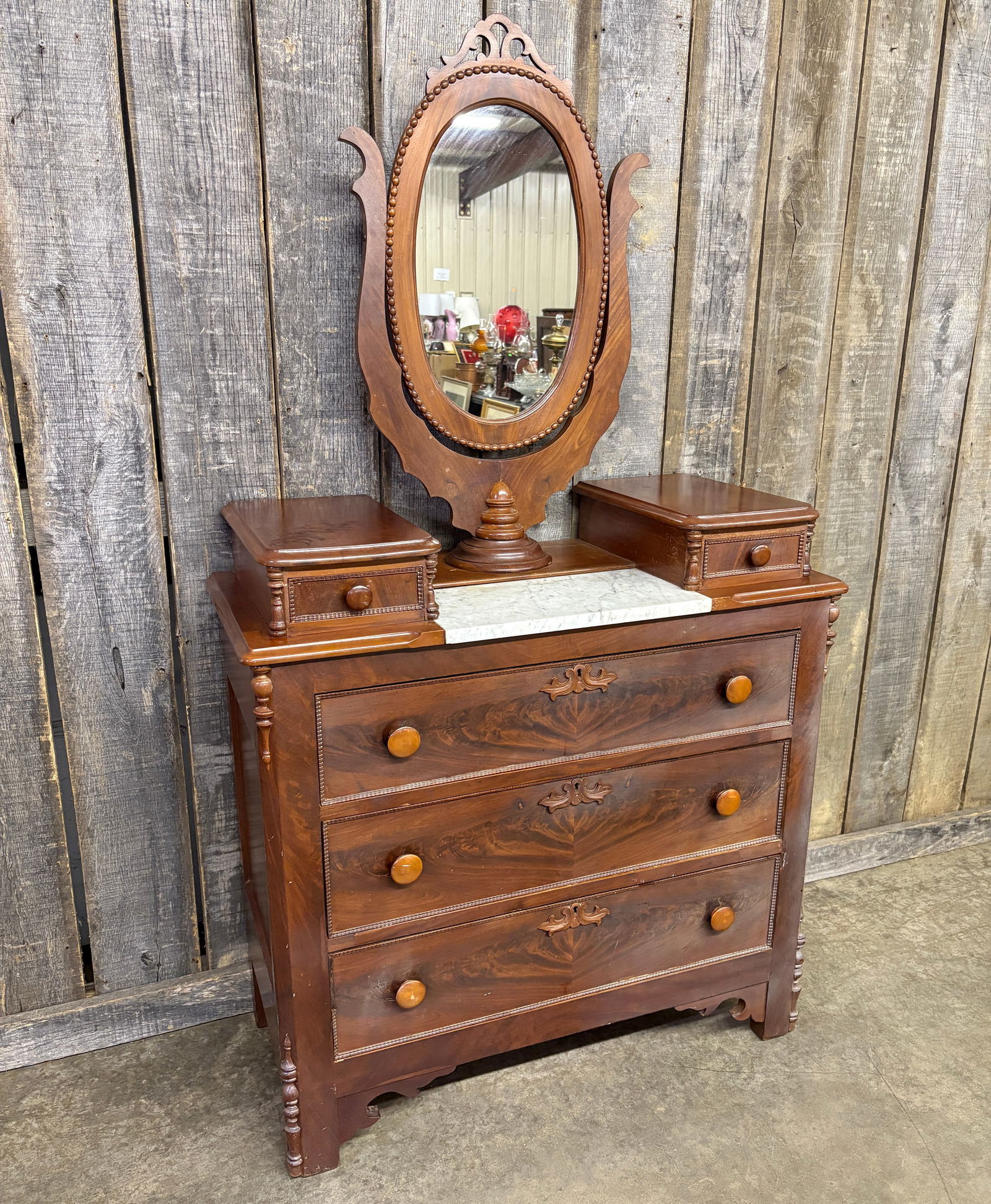 Antique Victorian Wishbone Eastlake Marble Inlay Gentleman's Dresser; As Found. 19"X40"X72": Antique Victorian Wishbone Eastlake Marble Inlay Gentleman's Dresser; As Found. 19"X40"X72"