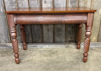Antique Sheraton Style Mahogany 1825 Server or Hall Console Table, Spiral Legs; As Found.