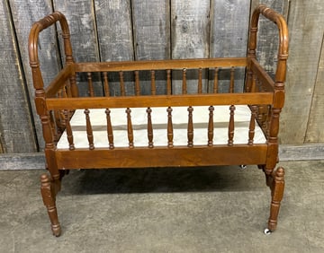 Vintage Mid Century Modern Wooden Baby Child Infant Crib With Mattress 22"X38"X39"
