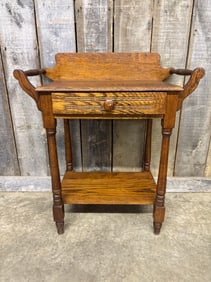 Antique Tiger Oak Beverage Table 17"X28"X33"