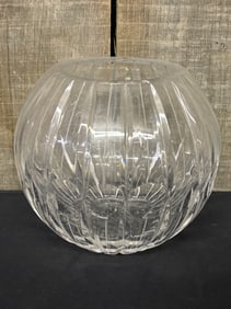 Bohemian Crystal Fluted Bowl With Polished Circles 6"X6"X6"