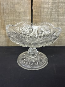 Vintage Pressed Glass Open Compote 6"X6"X5"