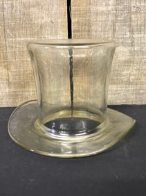 Art Deco Smoke Tinted Glass Top Hat Vase 6"X7"X5"