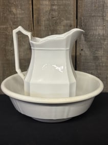 J&G Meakin Ironstone China Pitcher And Basin 15"X15"X12" As Pictured