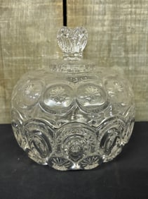 L. E. Smith Glass Company Covered Compote, in Moon and Stars Pattern 6"X6"X7"